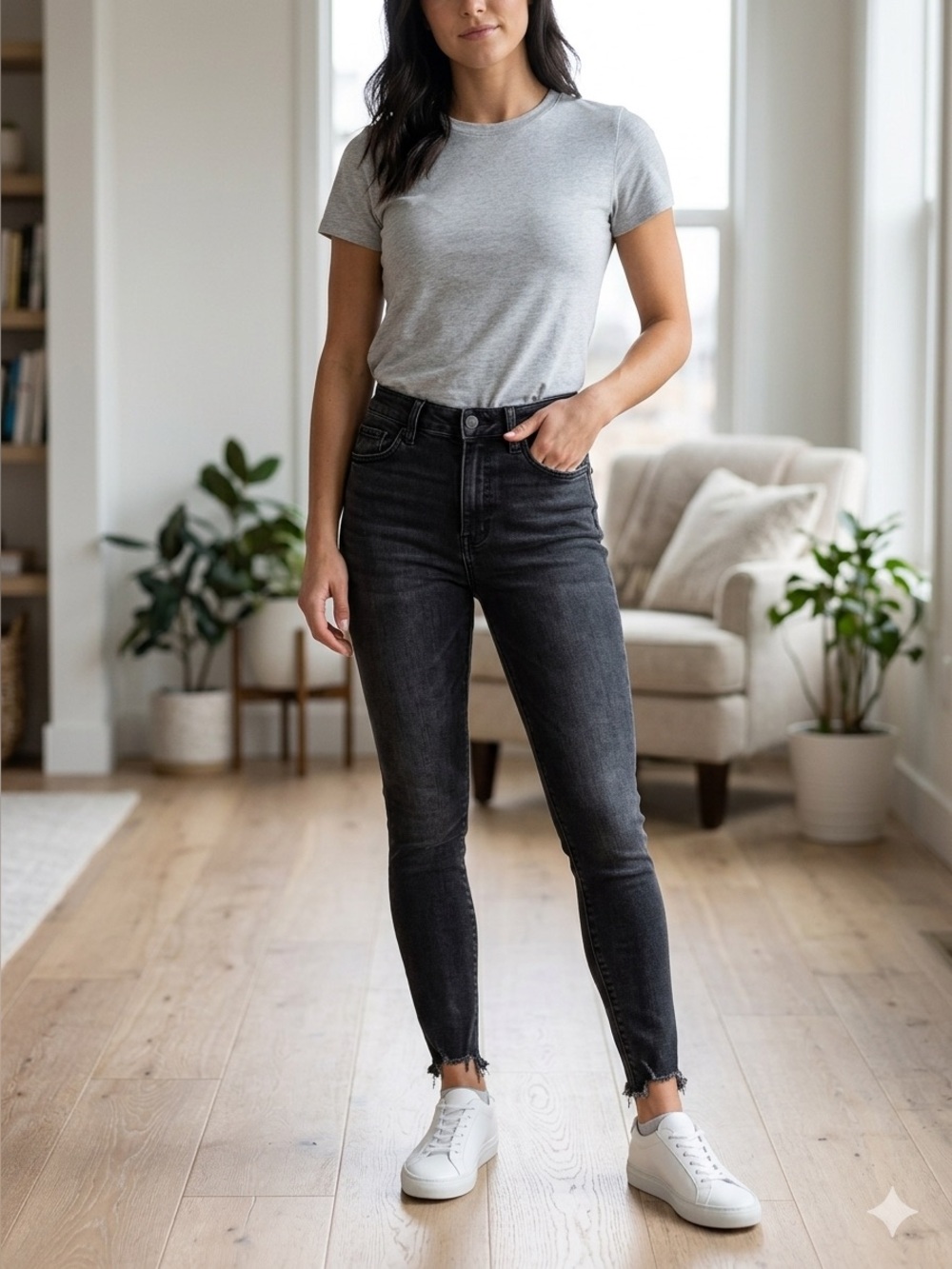 &Denim Women's Black High-Rise Skinny Jeans